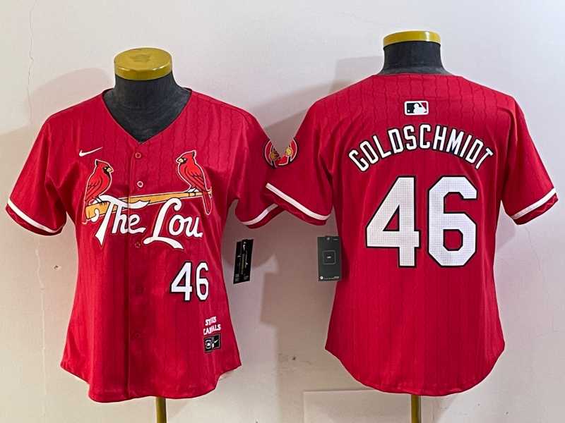 Women%27s St Louis Cardinals #46 Paul Goldschmidt Red 2024 City Connect Limited Stitched Jersey